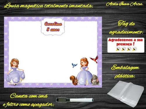 Lousa Magnética Princesa Sofia com Embalagem