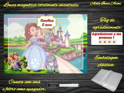 Lousa Magnética Princesa Sofia com Embalagem
