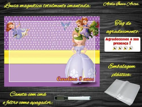 Lousa Magnética Princesa Sofia com Embalagem