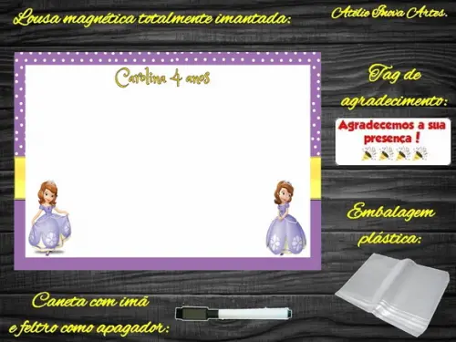 Lousa Magnética Princesa Sofia com Embalagem