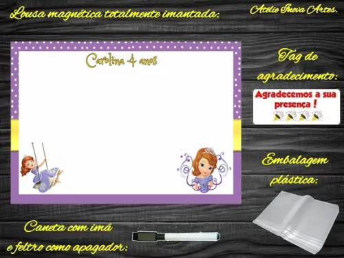 Lousa Magnética Princesa Sofia com Embalagem