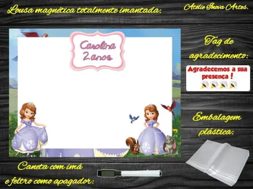 Lousa Magnética Princesa Sofia com Embalagem