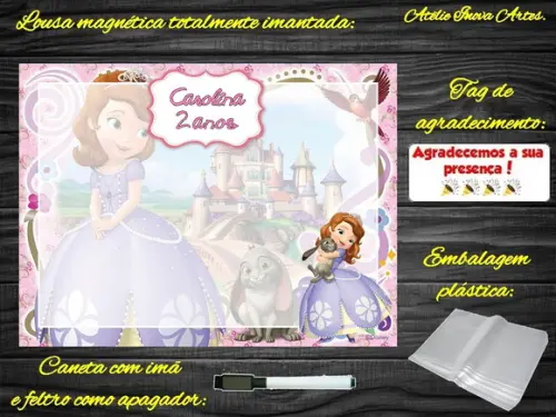 Lousa Magnética Princesa Sofia com Embalagem