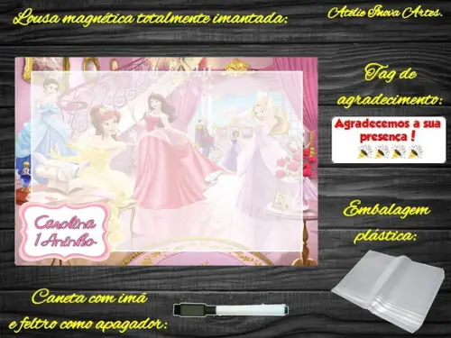 Lousa Magnética Princesas da Disney com Embalagem