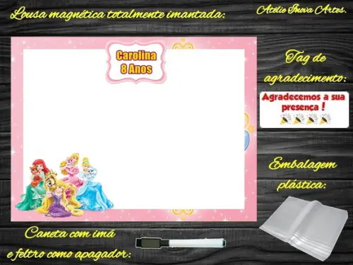 Lousa Magnética Princesas da Disney com Embalagem