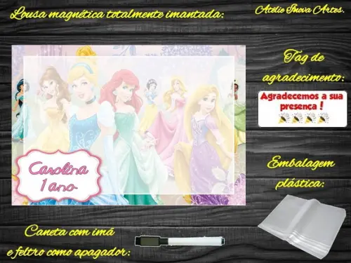 Lousa Magnética Princesas da Disney com Embalagem