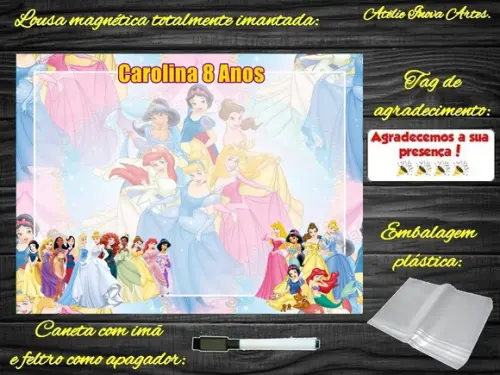Lousa Magnética Princesas da Disney com Embalagem