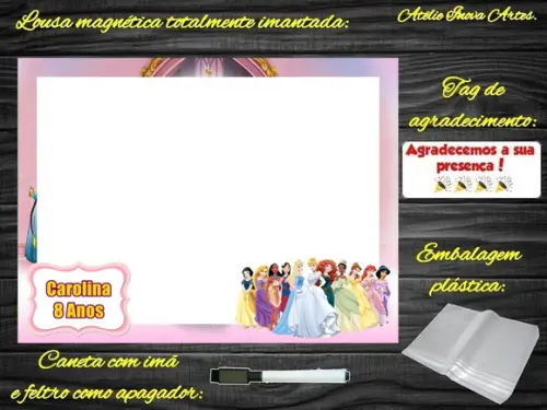 Lousa Magnética Princesas da Disney com Embalagem
