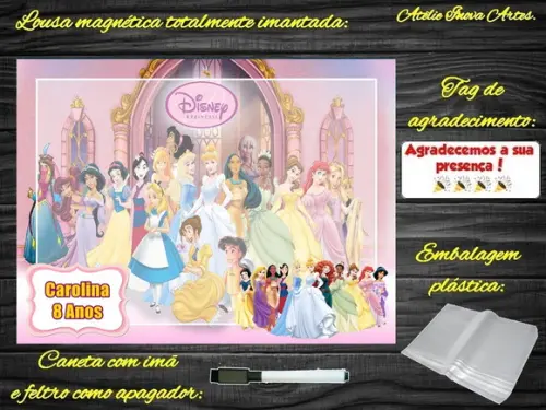 Lousa Magnética Princesas da Disney com Embalagem