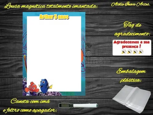 Lousa Magnética Procurando o Nemo com Embalagem