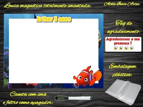 Lousa Magnética Procurando o Nemo com Embalagem