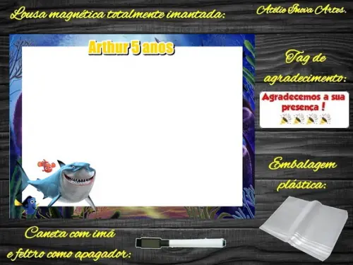 Lousa Magnética Procurando o Nemo com Embalagem