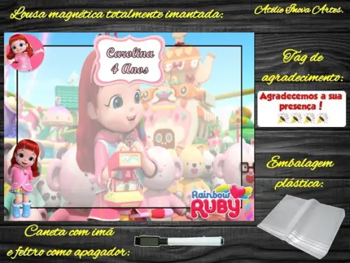 Lousa Magnética Rainbow Ruby com Embalagem