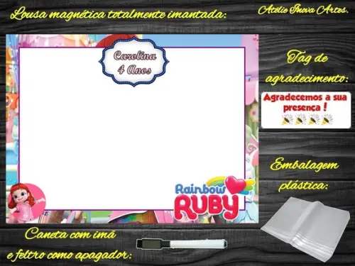 Lousa Magnética Rainbow Ruby com Embalagem