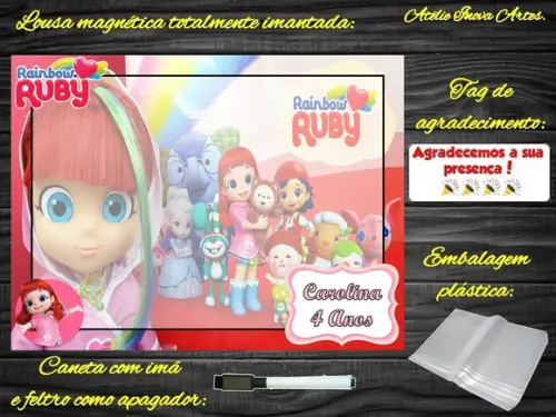 Lousa Magnética Rainbow Ruby com Embalagem