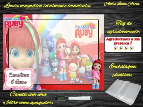 Lousa Magnética Rainbow Ruby com Embalagem