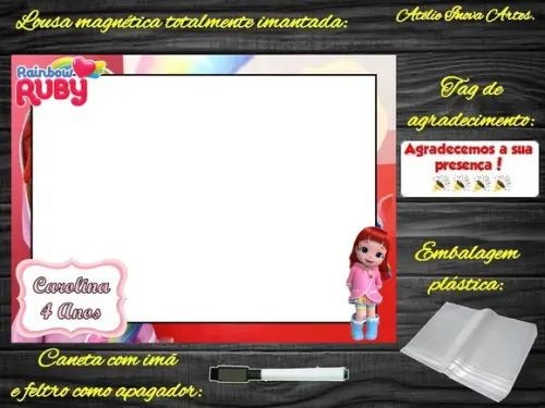 Lousa Magnética Rainbow Ruby com Embalagem