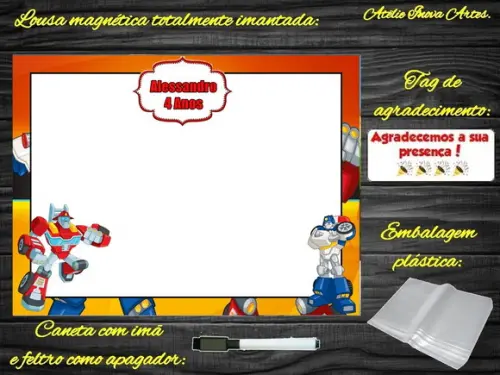 Lousa Magnética Rescue Bots com Embalagem