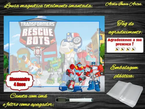 Lousa Magnética Rescue Bots com Embalagem