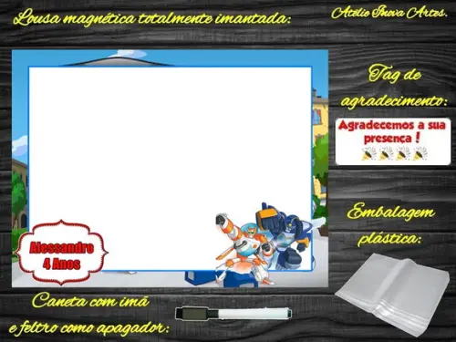 Lousa Magnética Rescue Bots com Embalagem