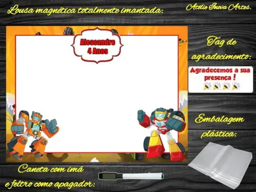 Lousa Magnética Rescue Bots com Embalagem