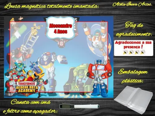 Lousa Magnética Rescue Bots com Embalagem