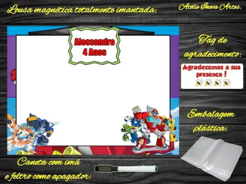 Lousa Magnética Rescue Bots com Embalagem