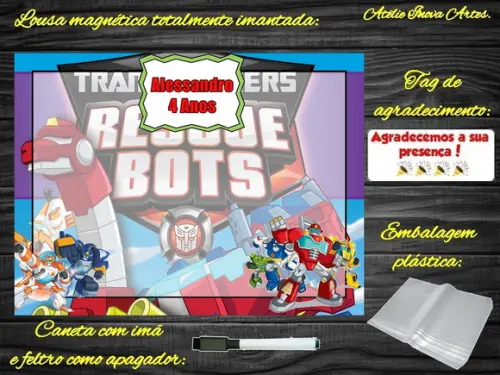 Lousa Magnética Rescue Bots com Embalagem