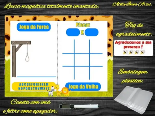 Lousa Magnética Safari + J.v + Forca com Embalagem