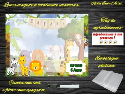 Lousa Magnética Safari com Embalagem