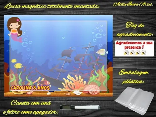 Lousa Magnética Sereia com Embalagem