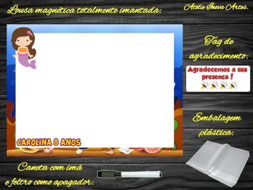 Lousa Magnética Sereia com Embalagem