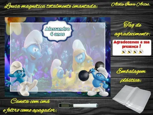 Lousa Magnética Smurfs com Embalagem