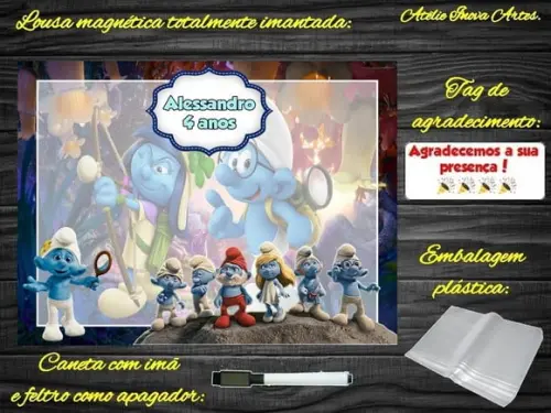 Lousa Magnética Smurfs com Embalagem