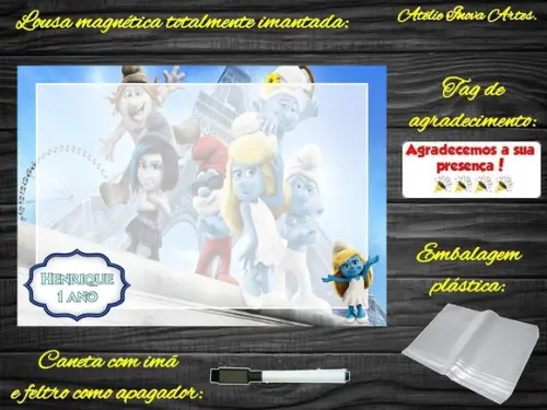 Lousa Magnética Smurfs com Embalagem