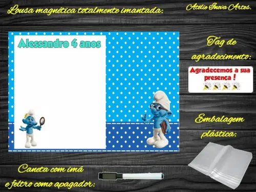 Lousa Magnética Smurfs com Embalagem