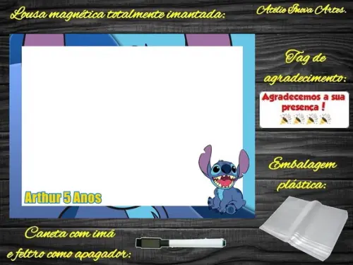 Lousa Magnética Stitch com Embalagem