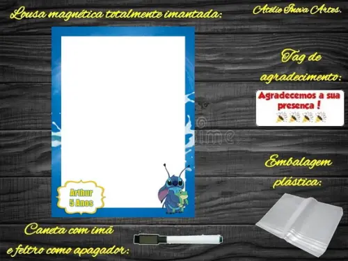 Lousa Magnética Stitch com Embalagem