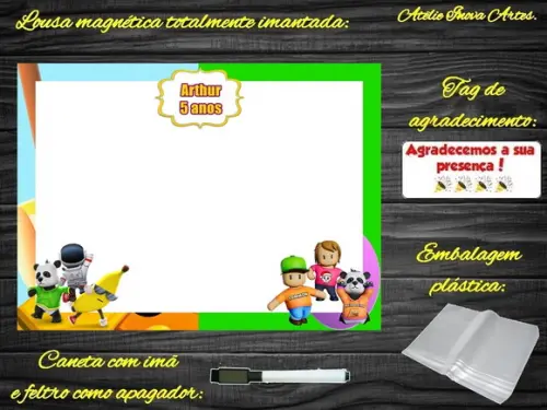 Lousa Magnética Stumble Guys com Embalagem