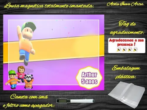 Lousa Magnética Stumble Guys com Embalagem