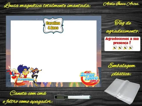 Lousa Magnética Super Hero Girls com Embalagem