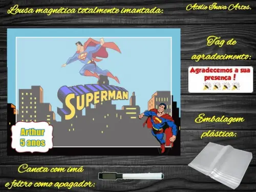 Lousa Magnética Super Homem com Embalagem