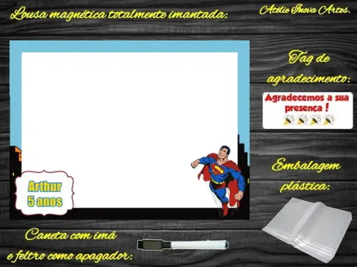 Lousa Magnética Super Homem com Embalagem