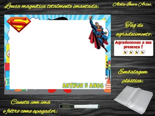 Lousa Magnética Super Homem com Embalagem