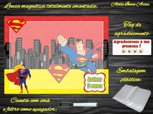 Lousa Magnética Super Homem com Embalagem