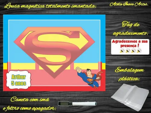 Lousa Magnética Super Homem com Embalagem
