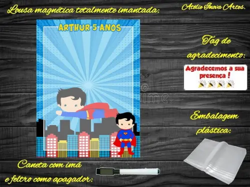 Lousa Magnética Super Homem com Embalagem