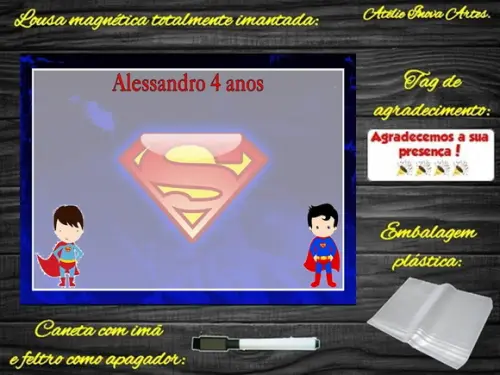 Lousa Magnética Super Homem com Embalagem