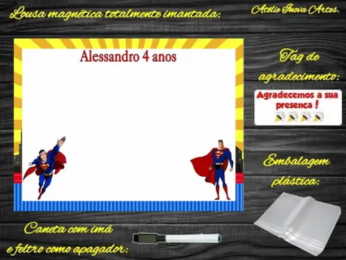 Lousa Magnética Super Homem com Embalagem