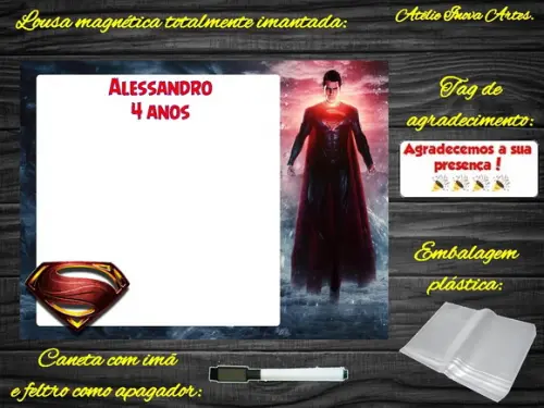 Lousa Magnética Super Homem com Embalagem